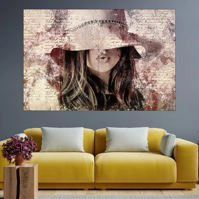 Момиче с шапка - картина пано за стена