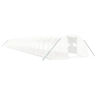 Оранжерия със стоманена рамка бяла 96 м² 24x4x2 м