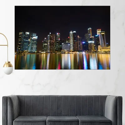 Нощен изглед от Сингапур - картина пано за стена