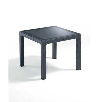 Градинска маса със стъкло 90x90 см антрацит Zeugma Rattan MEVSIM