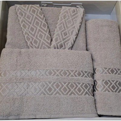 Комплект халат за баня с 2 кърпи Etnik IPEKCE