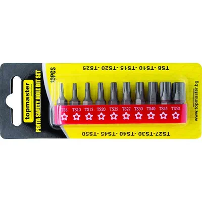 Накрайници пентаграм к-кт 1/4" 10 бр. размери TS8-50 Topmaster