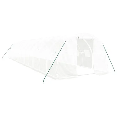 Оранжерия със стоманена рамка бяла 36 м² 12x3x2 м