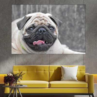 Потрет на куче мопс - картина пано за стена
