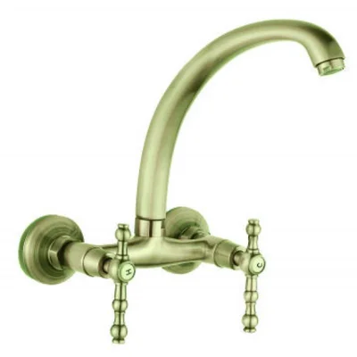 Античен висок стенен смесител за кухня Сайлор старо злато INTER CERAMIC