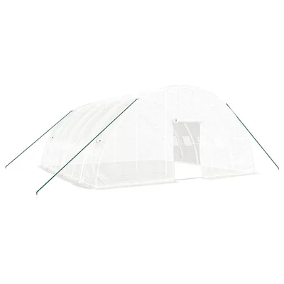 Оранжерия със стоманена рамка бяла 36 м² 6x6x2,85 м