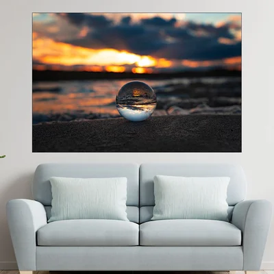 Стъклена топка в пясъка - картина пано за стена