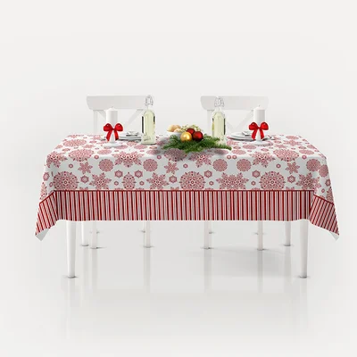Коледна покривка за маса 140х180 - бяло/червена