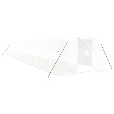 Оранжерия със стоманена рамка бяла 48 м² 16x3x2 м