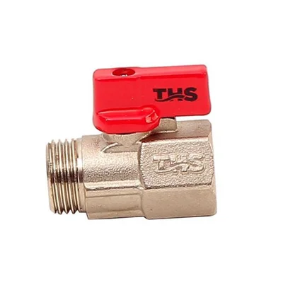 Мини сферичен кран с червена ръкохватка МЖ 3/8"