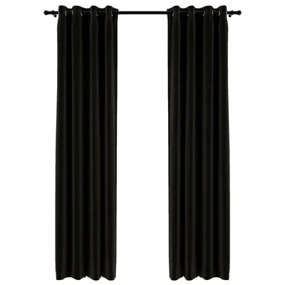 Затъмняващи завеси, имитация лен, 2 бр., антрацит, 140x225 см