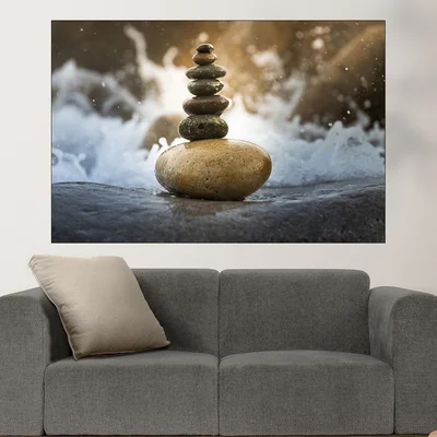 Баланс от подредени камъни - картина пано за стена