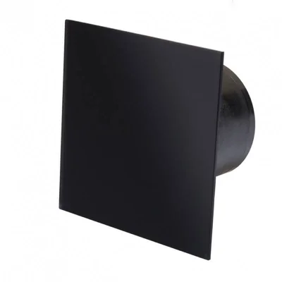 Вентилатор за баня ММ-P  ф100, с клапа, стъкло, прав - черен мат