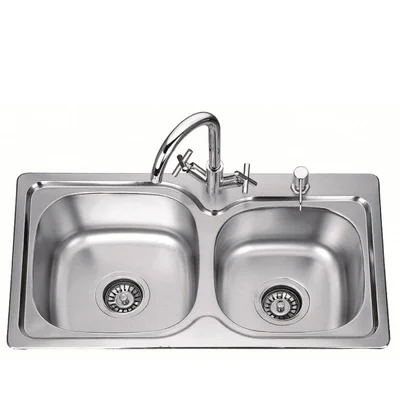 Двойна кухненска мивка алпака 77х40х20см INTER CERAMIC