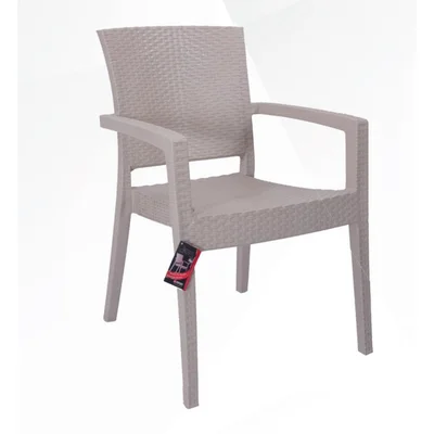 Градински стол с подлакътници капучино Zeugma Rattan MEVSIM