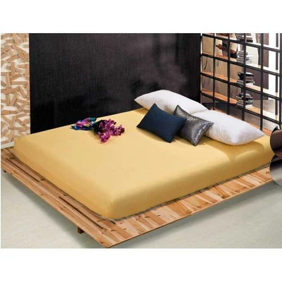 Чаршаф с ластик ранфорс светложълт 160x200x20 см RAKLA