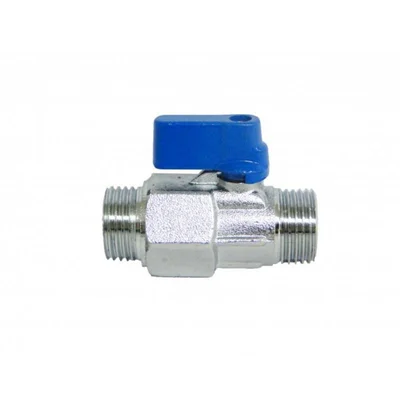 Сферичен кран мини 1/2 ММ мат никел с червена/синя ръкохватка