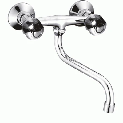 Стенен кухненски смесител за умивалник - долен Клиер хром INTER CERAMIC