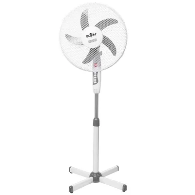 Вентилатор на стойка с 5 перки, 45W, 40 см, 3 скорости, бял/сив