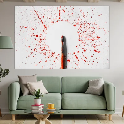 Четка и пръски боя - картина пано за стена