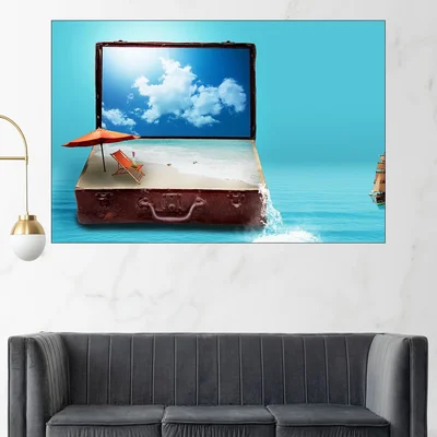 Плаж в куфар - колаж - картина пано за стена