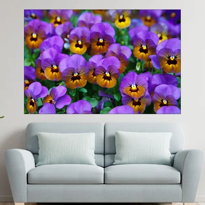 Лилави теменужки - картина пано за стена