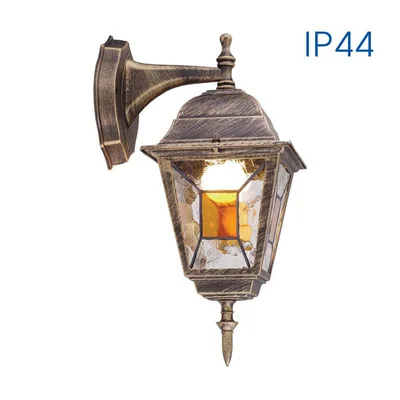 Фенер с горен носач Murano, стенен, античен месинг, IP44 VIVALUX