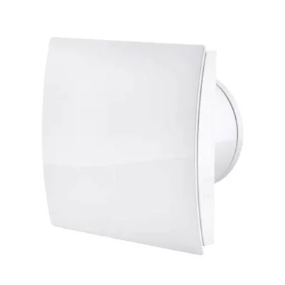 Вентилатор за баня ММ-ОК Ф100, квадрат, с клапа, стъкло овал, бял мат