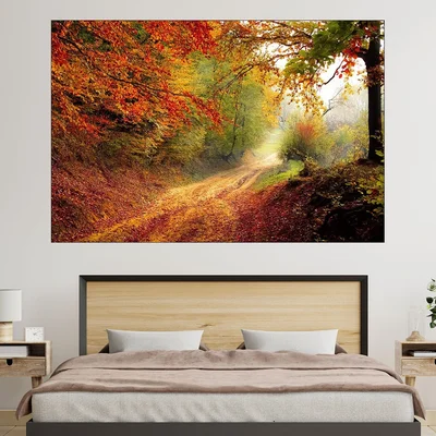 Есенна пътека в гората  - картина пано за стена