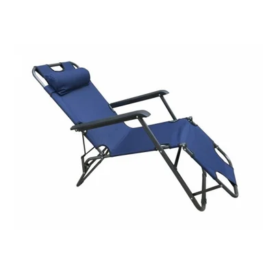 Сгъваем стол за къмпинг с възглавница 153x60x80 см син