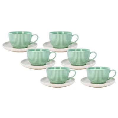 Комплект чаши за капучино 12 части 220 мл мента