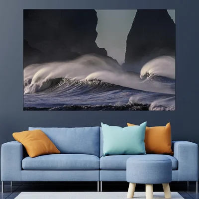 Бурни вълни в оекана - картина пано за стена