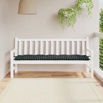 Възглавница за пейка черно каре 180x50x7 см оксфорд плат - VL361634