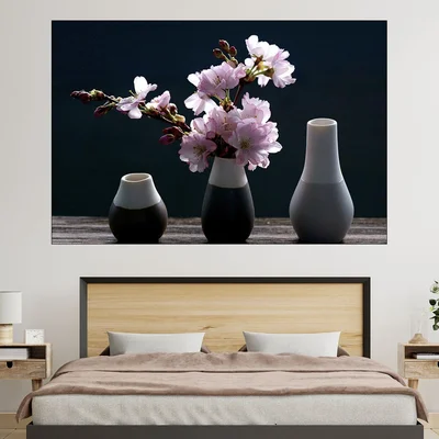 Вишнев цвят във ваза - картина пано за стена