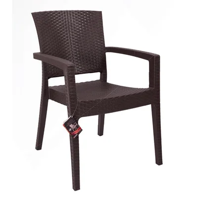 Градински стол с подлакътници кафяв Zeugma Rattan MEVSIM