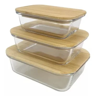 Стъклени контейнери за съхранение на храна 3 броя