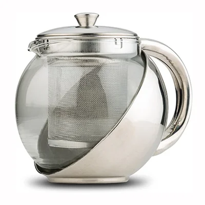 Стъклен чайник с корпус и цедка от неръждаема стомана 500 мл NAVA