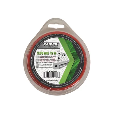 Kорда за тример Raider, усилена, квадратна,  Ø 3.0 мм х 12 м