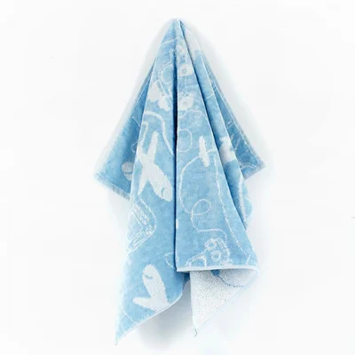 Детска хавлия 50x70 см Самолети и колички светлосиня BULGARIA TEX