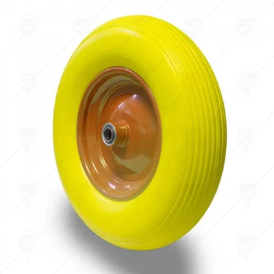 Колело за количка 360мм PU джанта жълто PREMIUMFIX