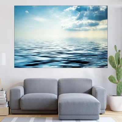 Облаци над синьо езеро - картина пано за стена