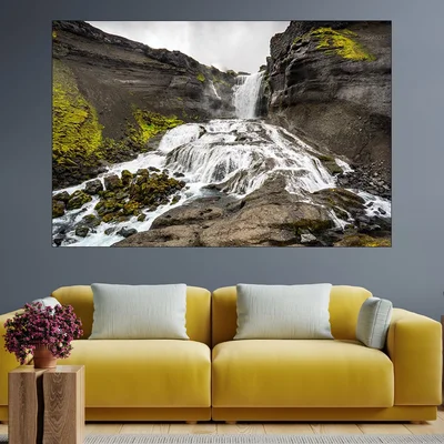 Красив водопад в Исландия - картина пано за стена