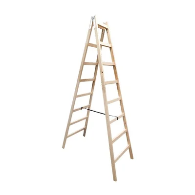 Дървена стълба 2.55 м 2x8 стъпала Бял бор лукс