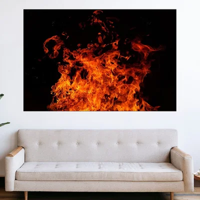 Огън в близък план - картина пано за стена