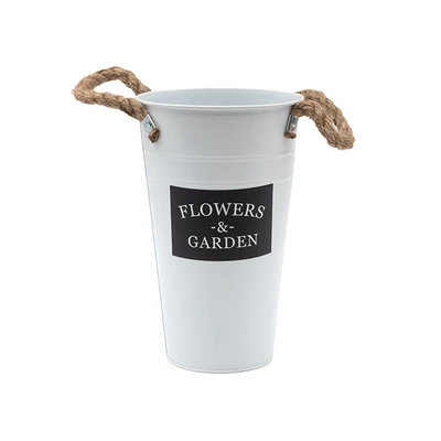 Метална кашпа Flowers Garden 15x25 см бяла