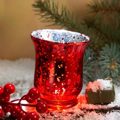 Коледен свещник 9x7x7 см червен модел 1