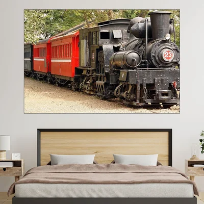 Стар влак с парен локомотив - картина пано за стена