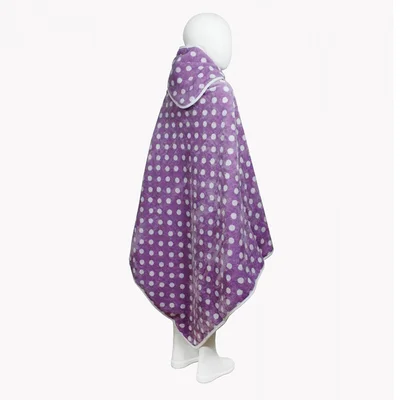 Бебешка хавлия с качулка 100x100 см лилава на точки BULGARIA TEX