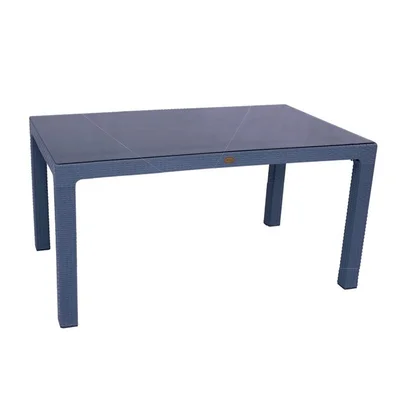 Градинска маса със стъкло 90x150 см антрацит Zeugma Rattan MEVSIM