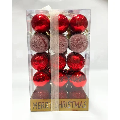Коледни топки Ø4 см Червена палитра 30 бр.